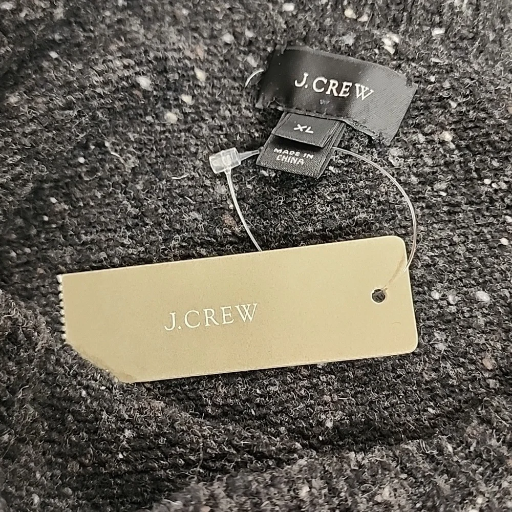 J. Crew Black Charcoal Speckled Crew Neck Warm Unisex XL Wool Blend Sweater NWT